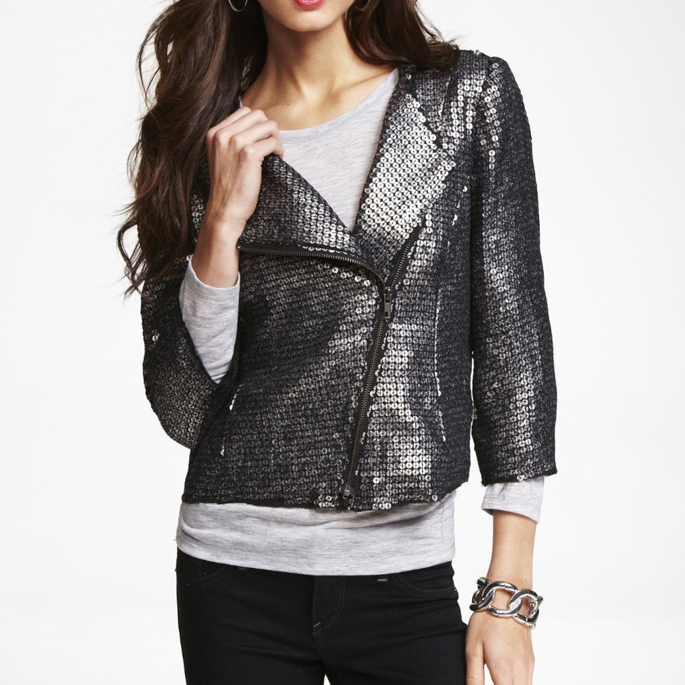 Express Sequin Moto Jacket XS, S, M,  NWT $128